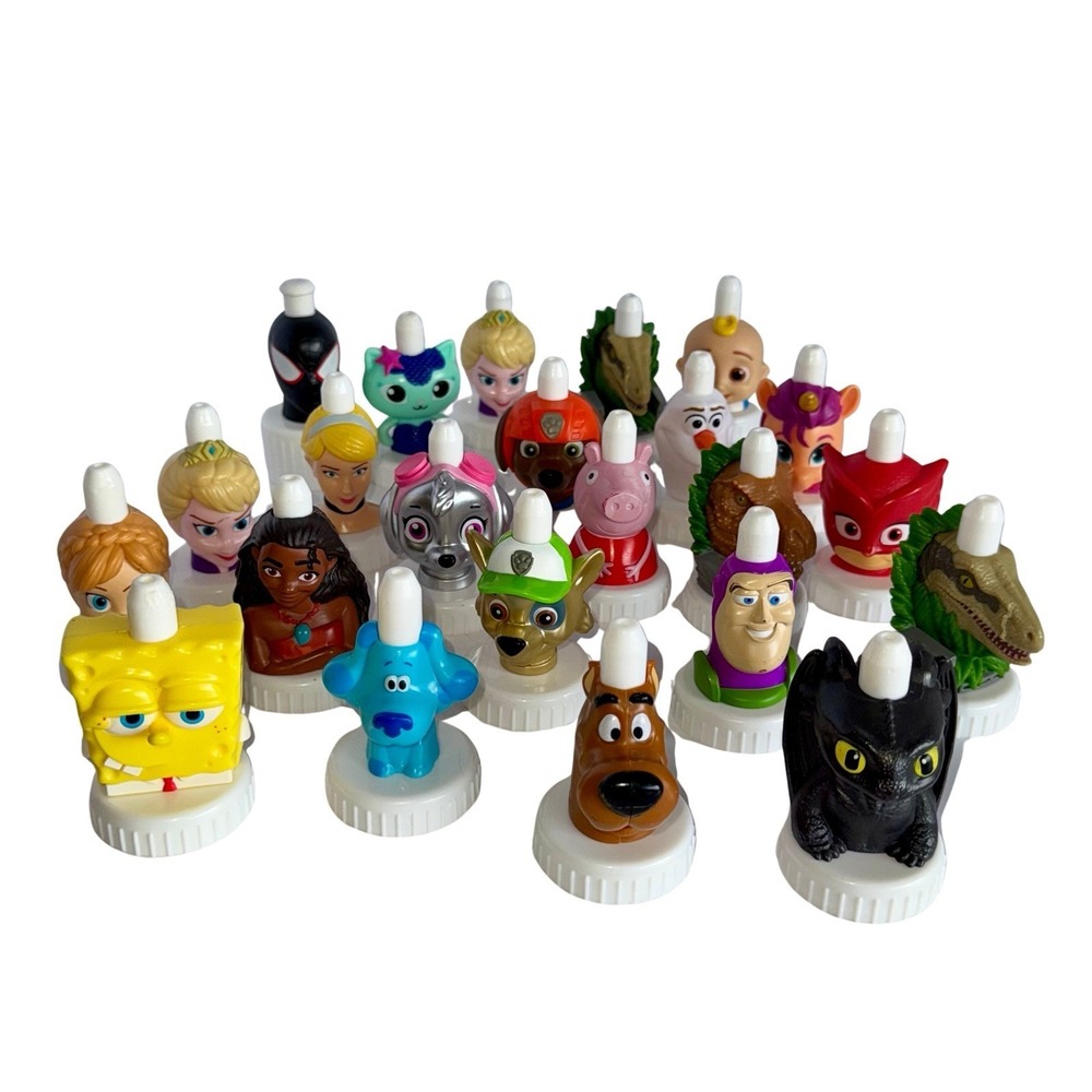 Good 2 Grow Juice Toppers Lot of 24 Scooby SpongeBob Blues Clues Toothless Peppa